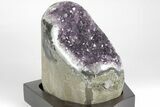 Tall Amethyst Cluster With Wood Base - Uruguay #199797-1